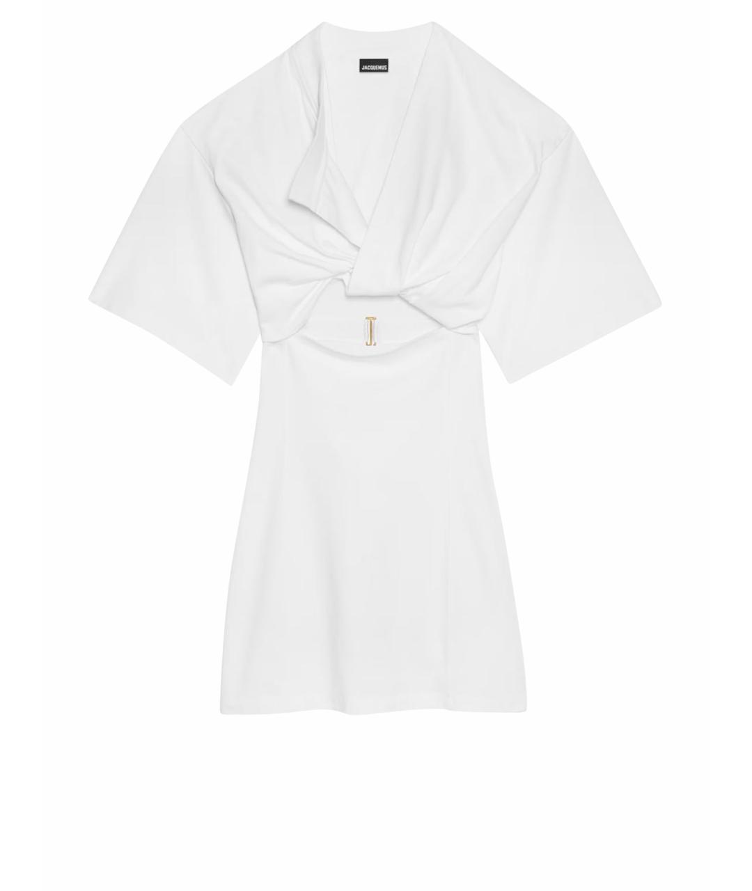 JACQUEMUS Белое хлопковое коктейльное платье, фото 1