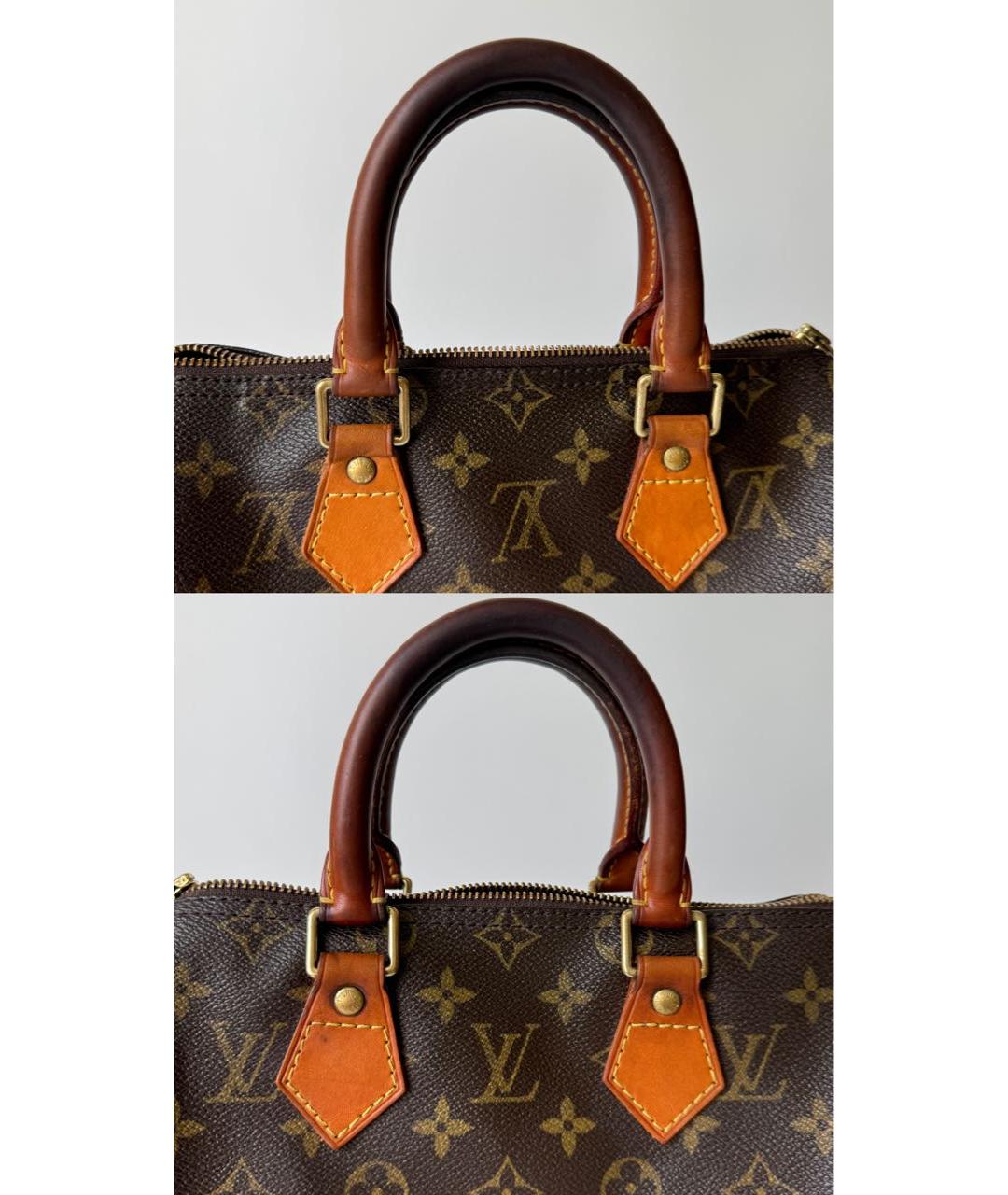LOUIS VUITTON Коричневая сумка с короткими ручками из искусственной кожи, фото 7