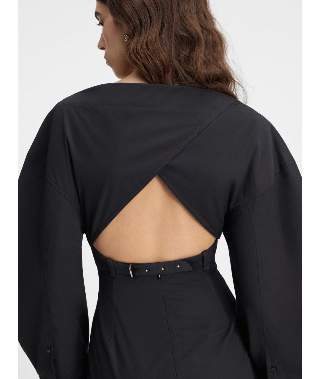 JACQUEMUS Черное хлопковое коктейльное платье, фото 5