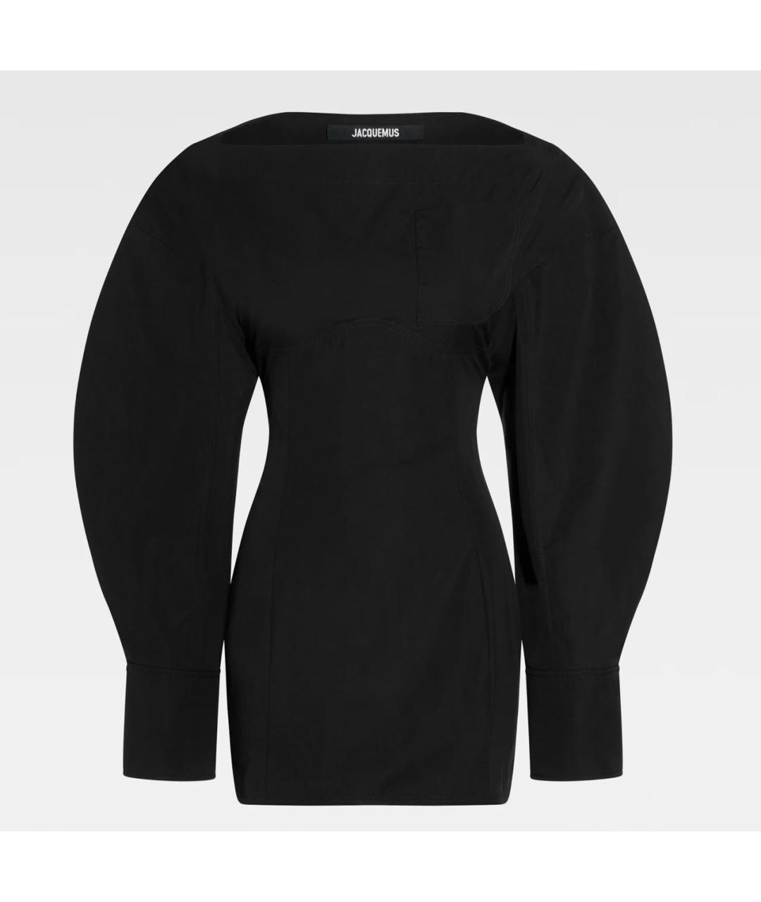 JACQUEMUS Черное хлопковое коктейльное платье, фото 6