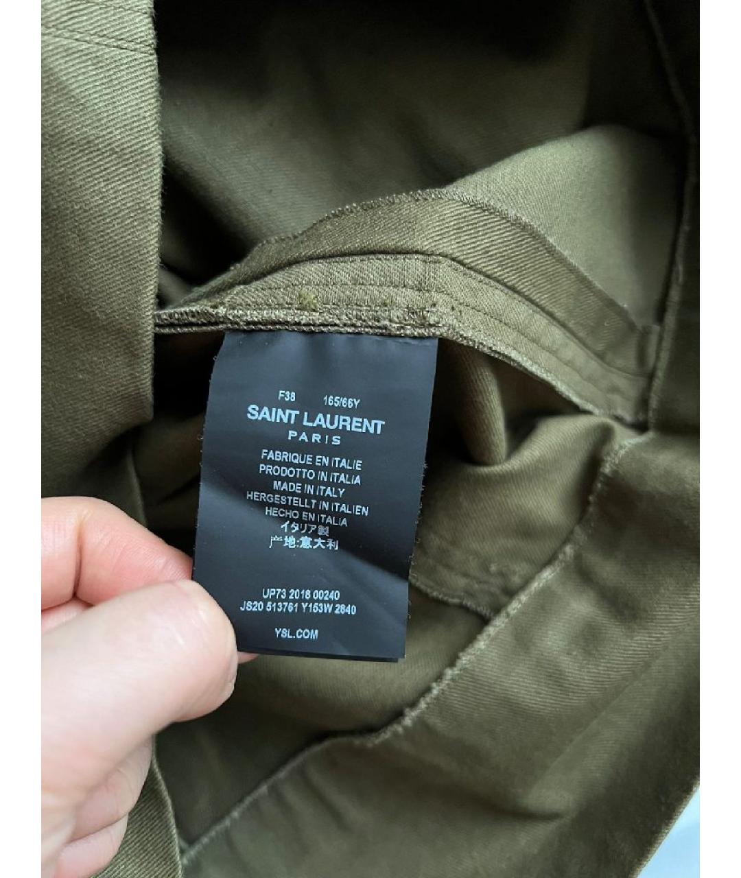 SAINT LAURENT Хаки хлопковая юбка мини, фото 8