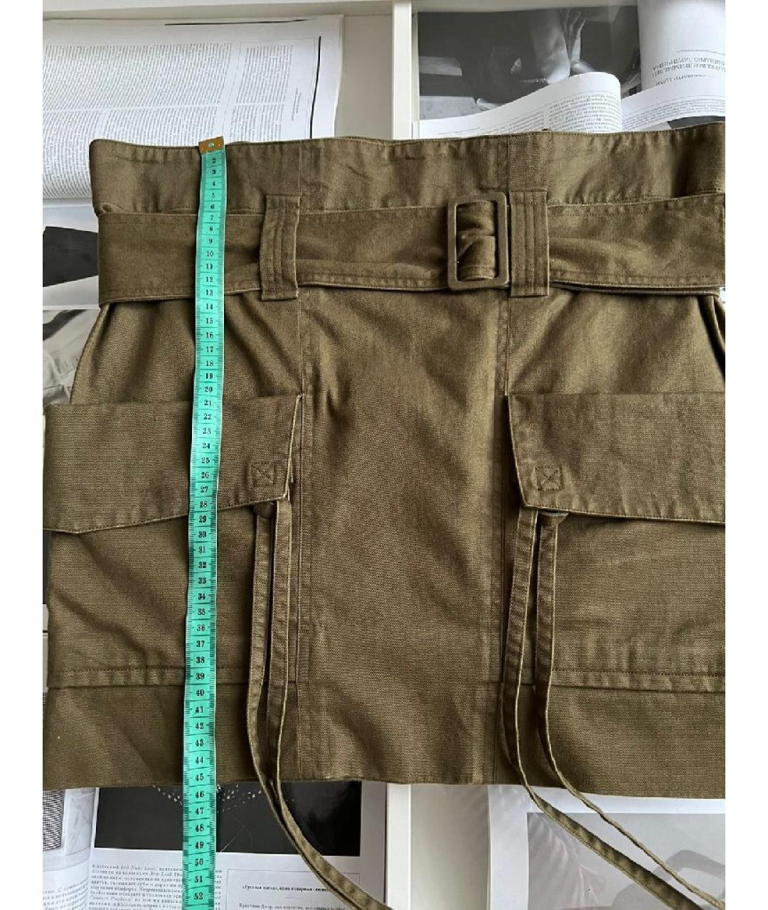 SAINT LAURENT Хаки хлопковая юбка мини, фото 6