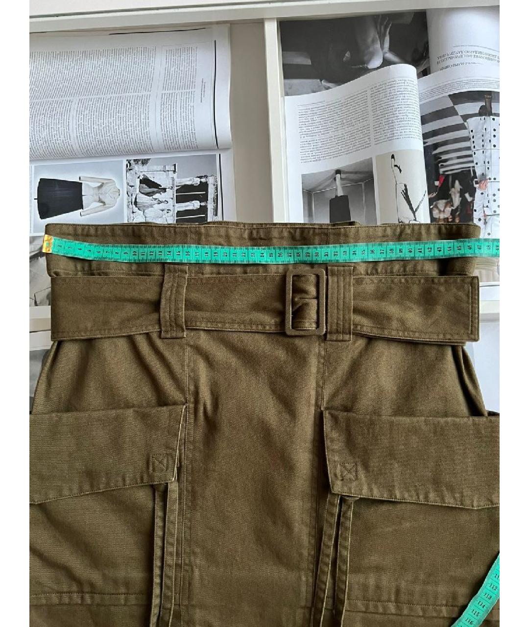 SAINT LAURENT Хаки хлопковая юбка мини, фото 5