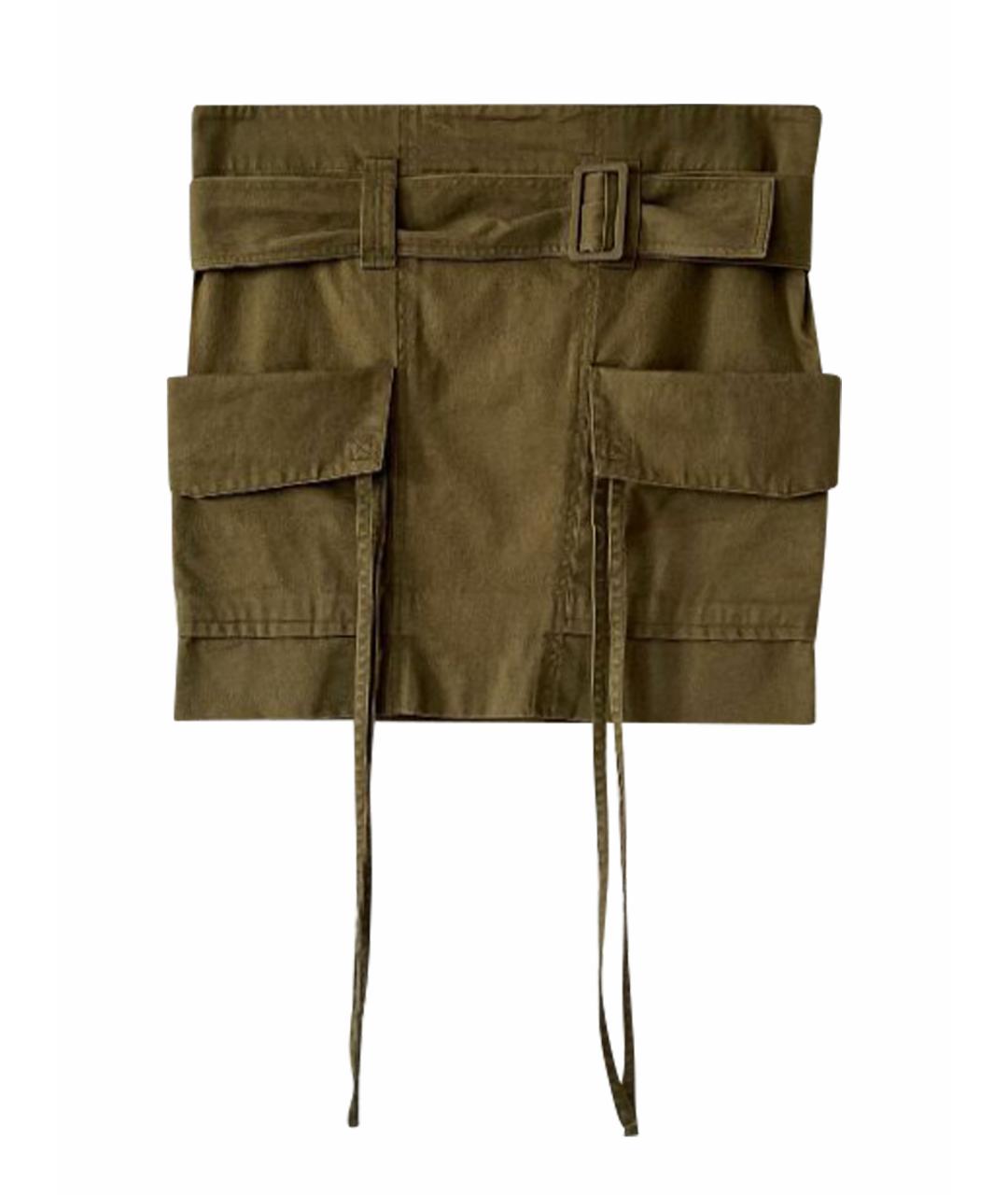 SAINT LAURENT Хаки хлопковая юбка мини, фото 1