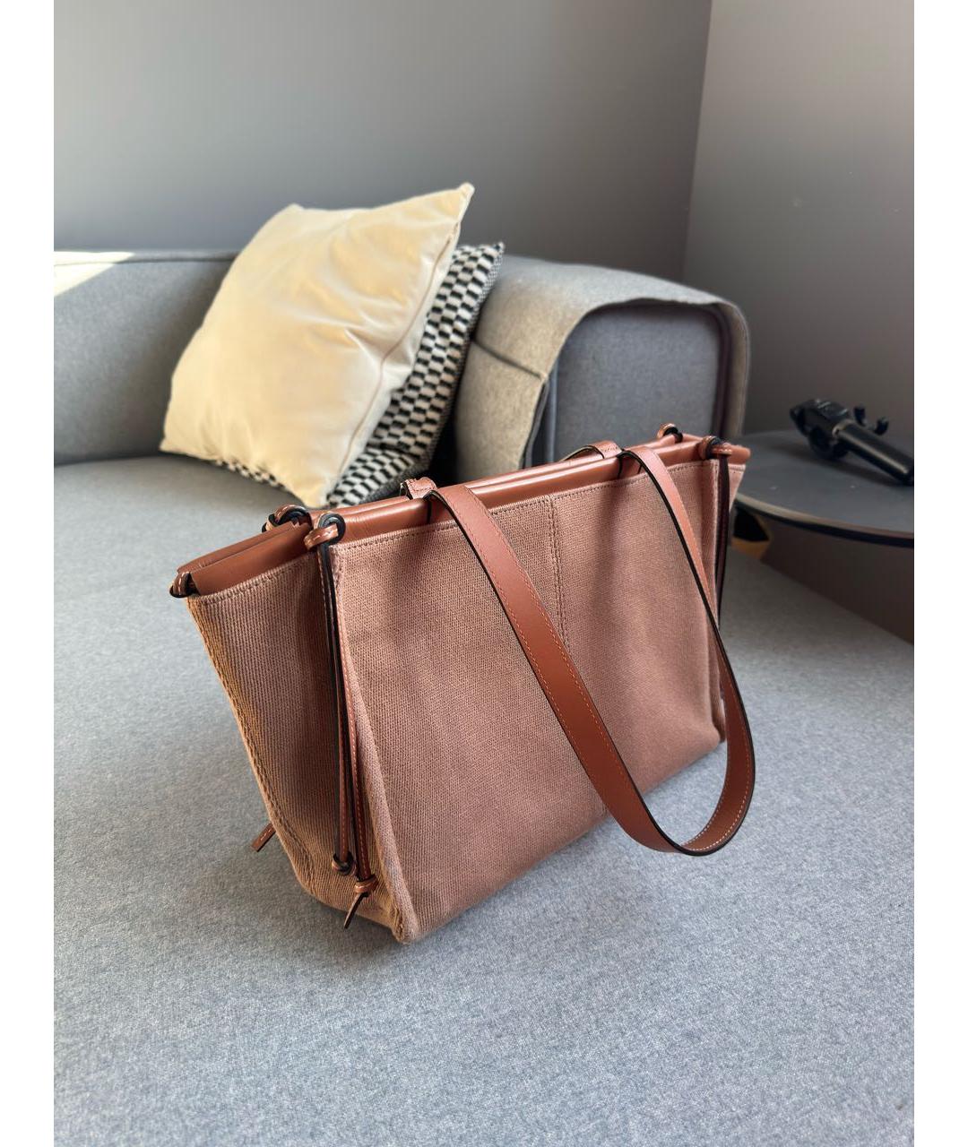 LOEWE Коричневая хлопковая сумка тоут, фото 3