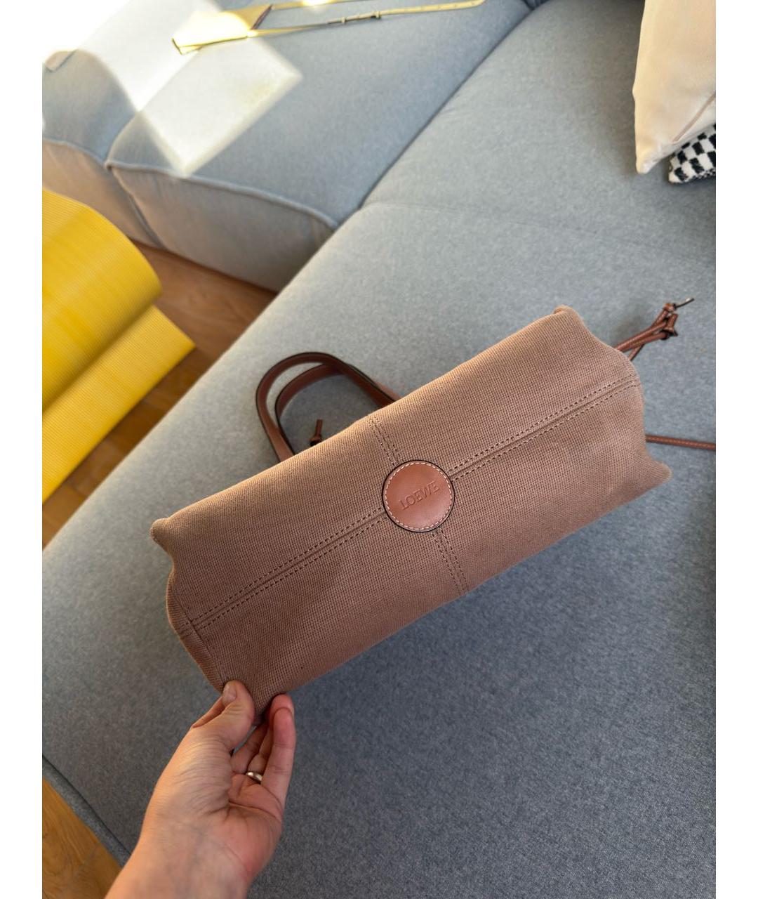 LOEWE Коричневая хлопковая сумка тоут, фото 7