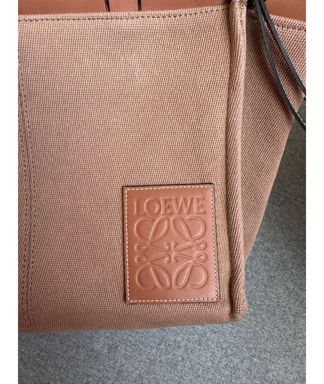 LOEWE Коричневая хлопковая сумка тоут, фото 5
