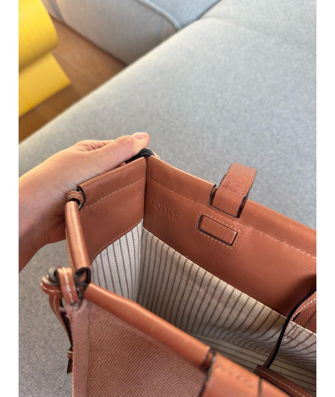 LOEWE Коричневая хлопковая сумка тоут, фото 6