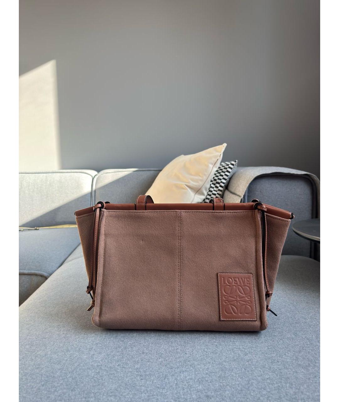 LOEWE Коричневая хлопковая сумка тоут, фото 8
