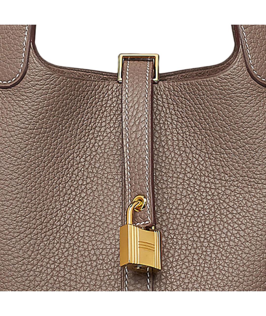 HERMES Коричневая кожаная сумка с короткими ручками, фото 4