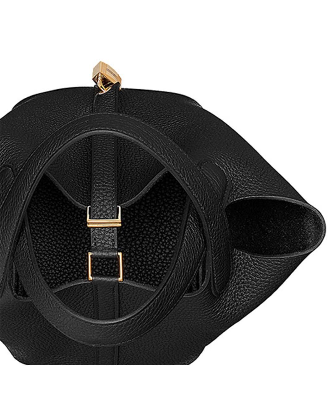 HERMES Черная кожаная сумка с короткими ручками, фото 6