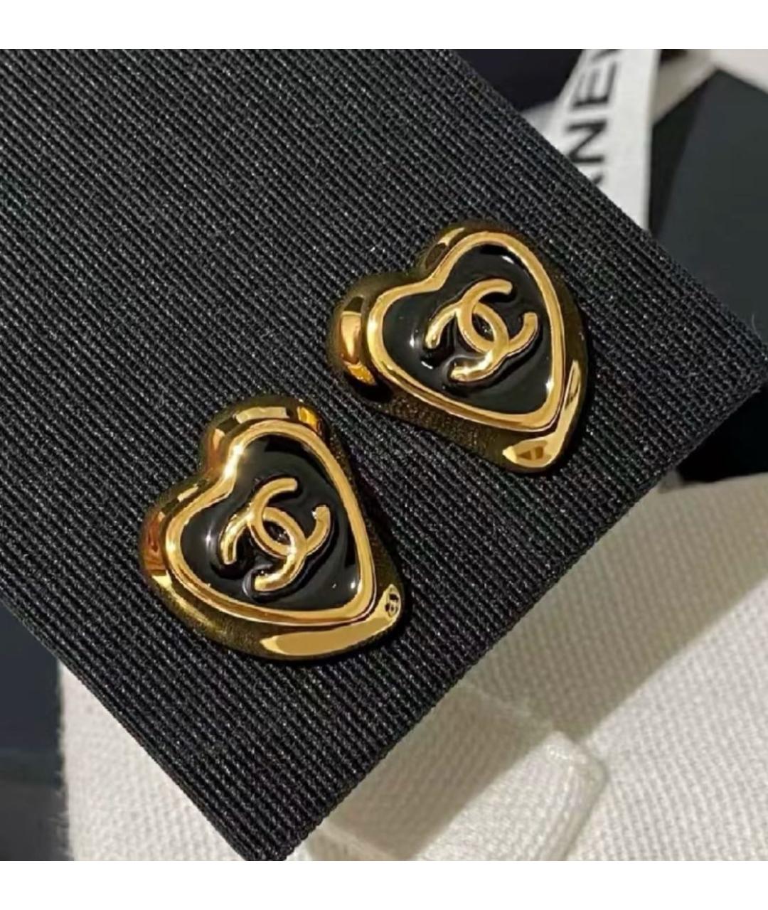 CHANEL Черные металлические серьги, фото 2