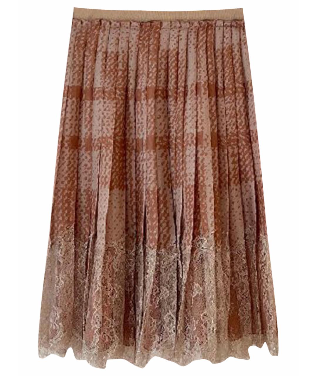 VALENTINO Коралловая хлопковая юбка миди, фото 1