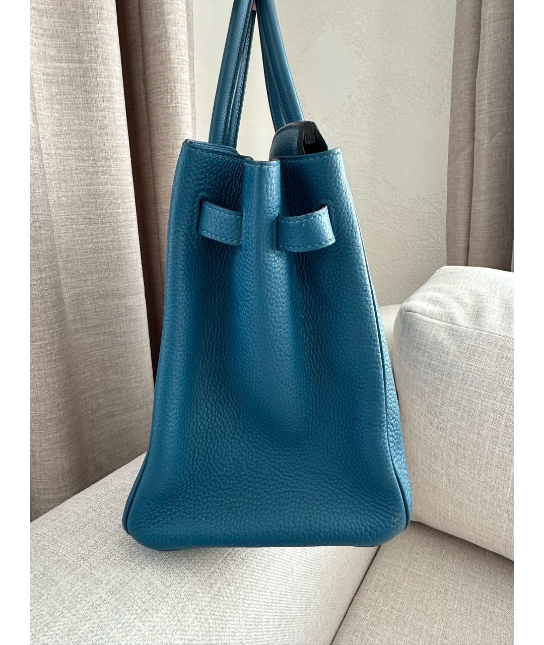 HERMES Бирюзовая кожаная сумка с короткими ручками, фото 3