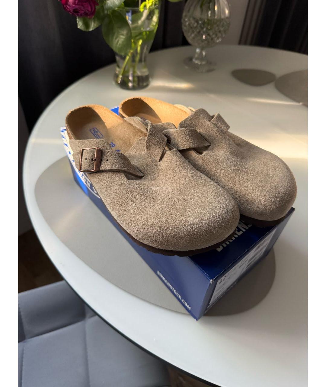 BIRKENSTOCK Бежевые замшевые сабо, фото 3
