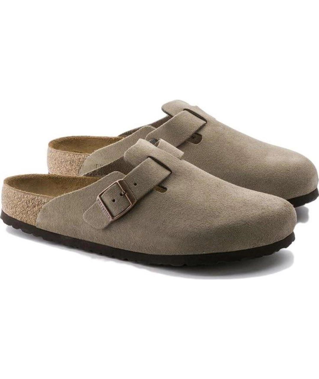 BIRKENSTOCK Бежевые замшевые сабо, фото 4