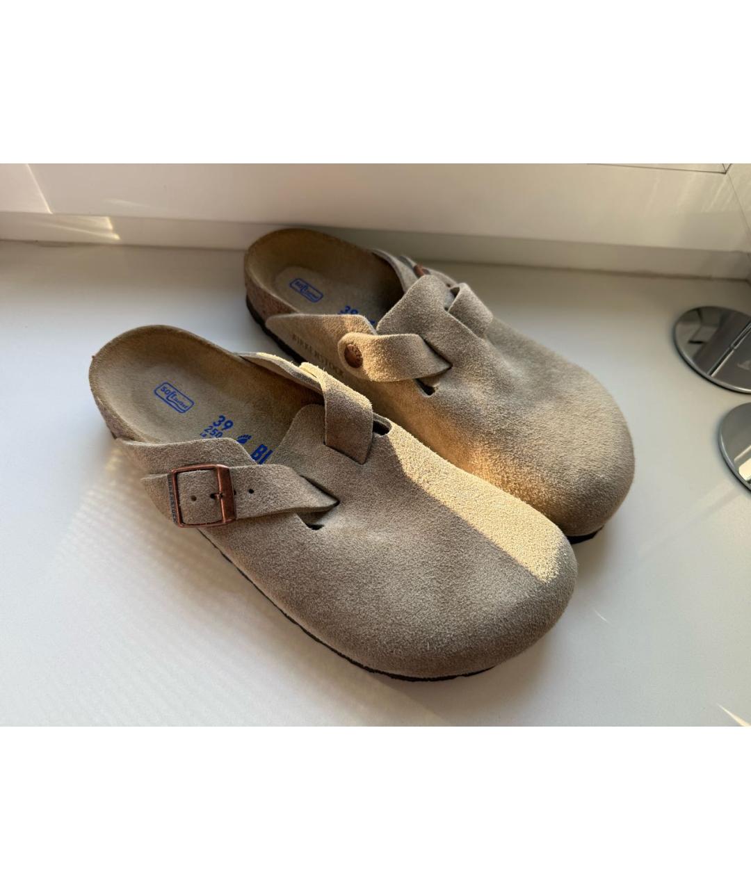 BIRKENSTOCK Бежевые замшевые сабо, фото 2