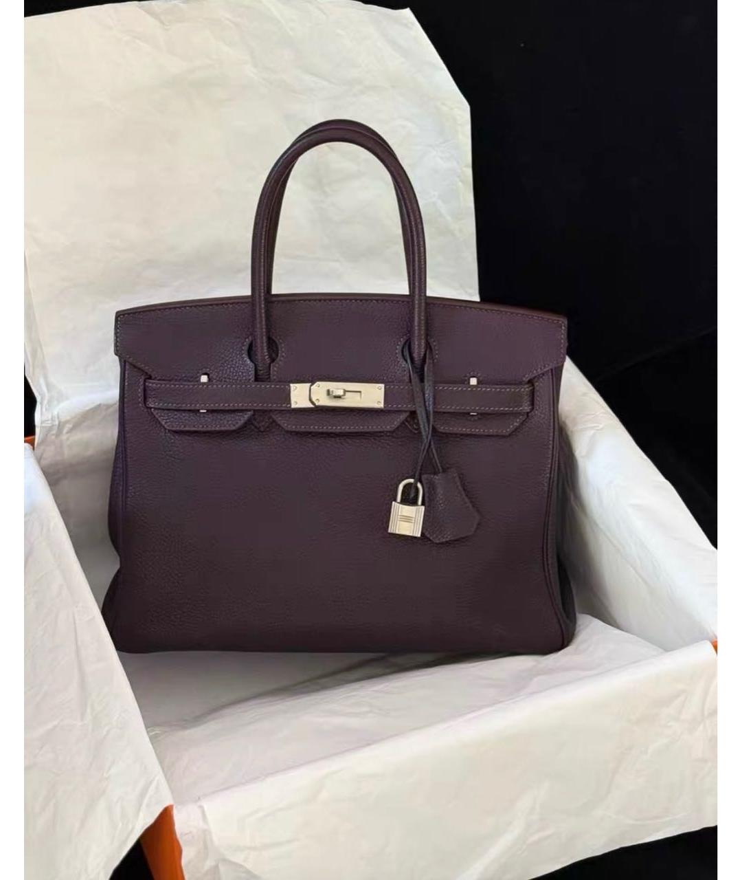 HERMES Фиолетовая кожаная сумка с короткими ручками, фото 5