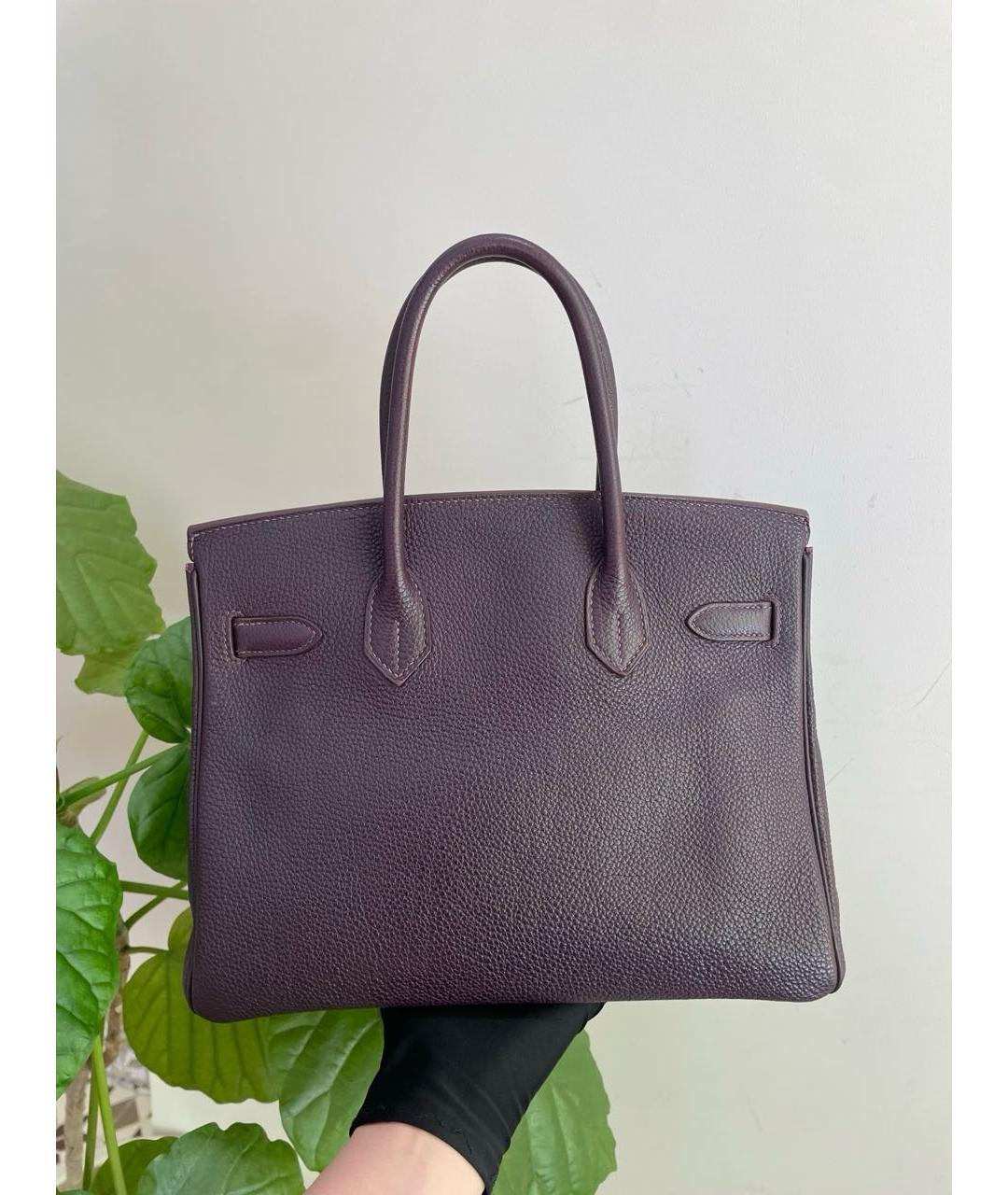 HERMES Фиолетовая кожаная сумка с короткими ручками, фото 3