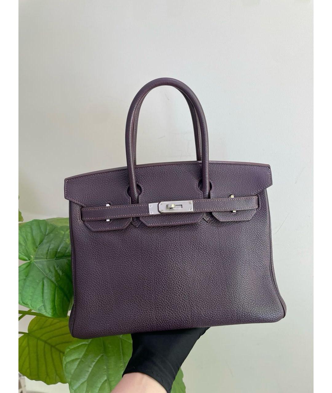 HERMES Фиолетовая кожаная сумка с короткими ручками, фото 2