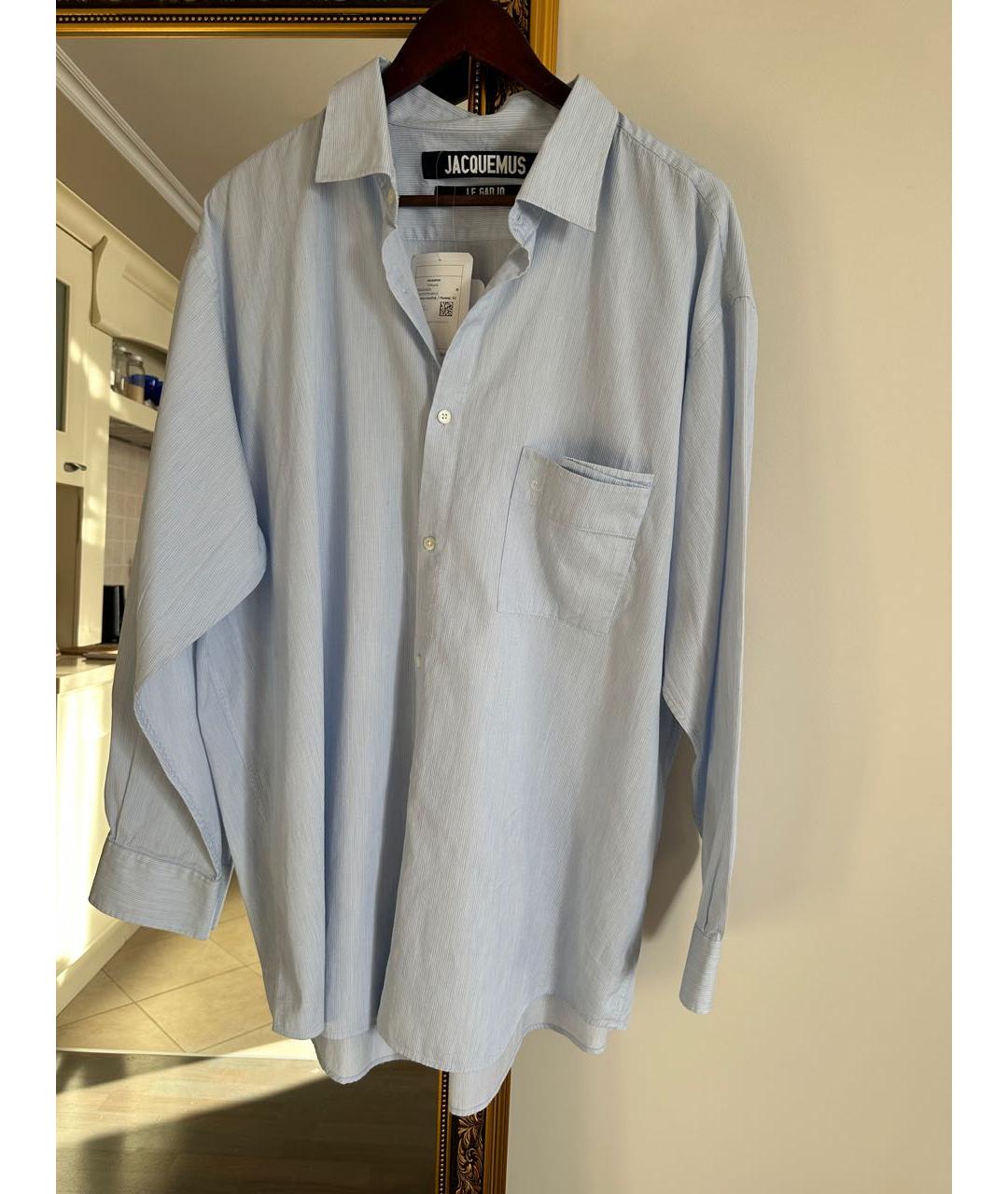 JACQUEMUS Голубая хлопковая кэжуал рубашка, фото 6