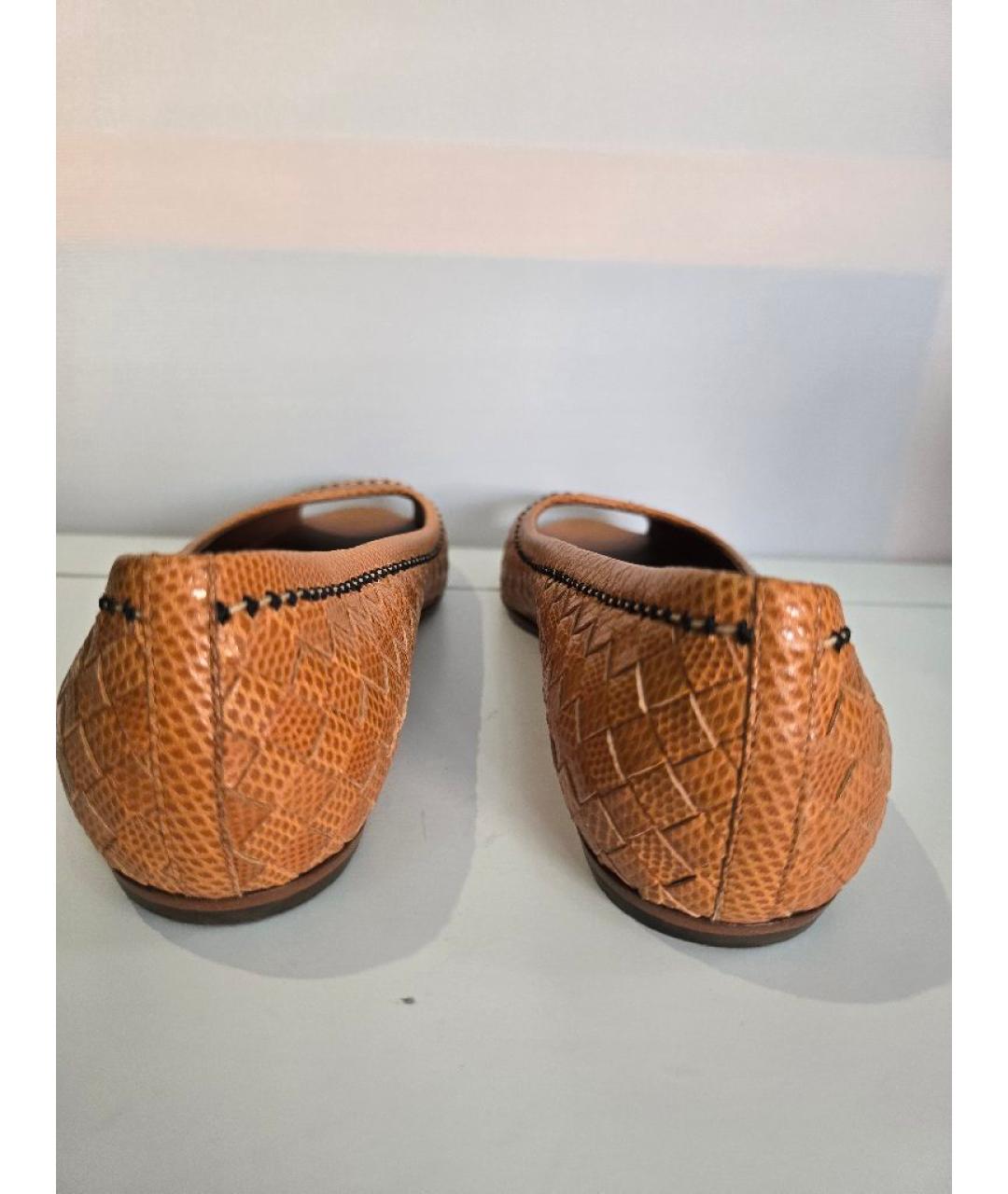 BOTTEGA VENETA Оранжевое кожаные балетки, фото 4