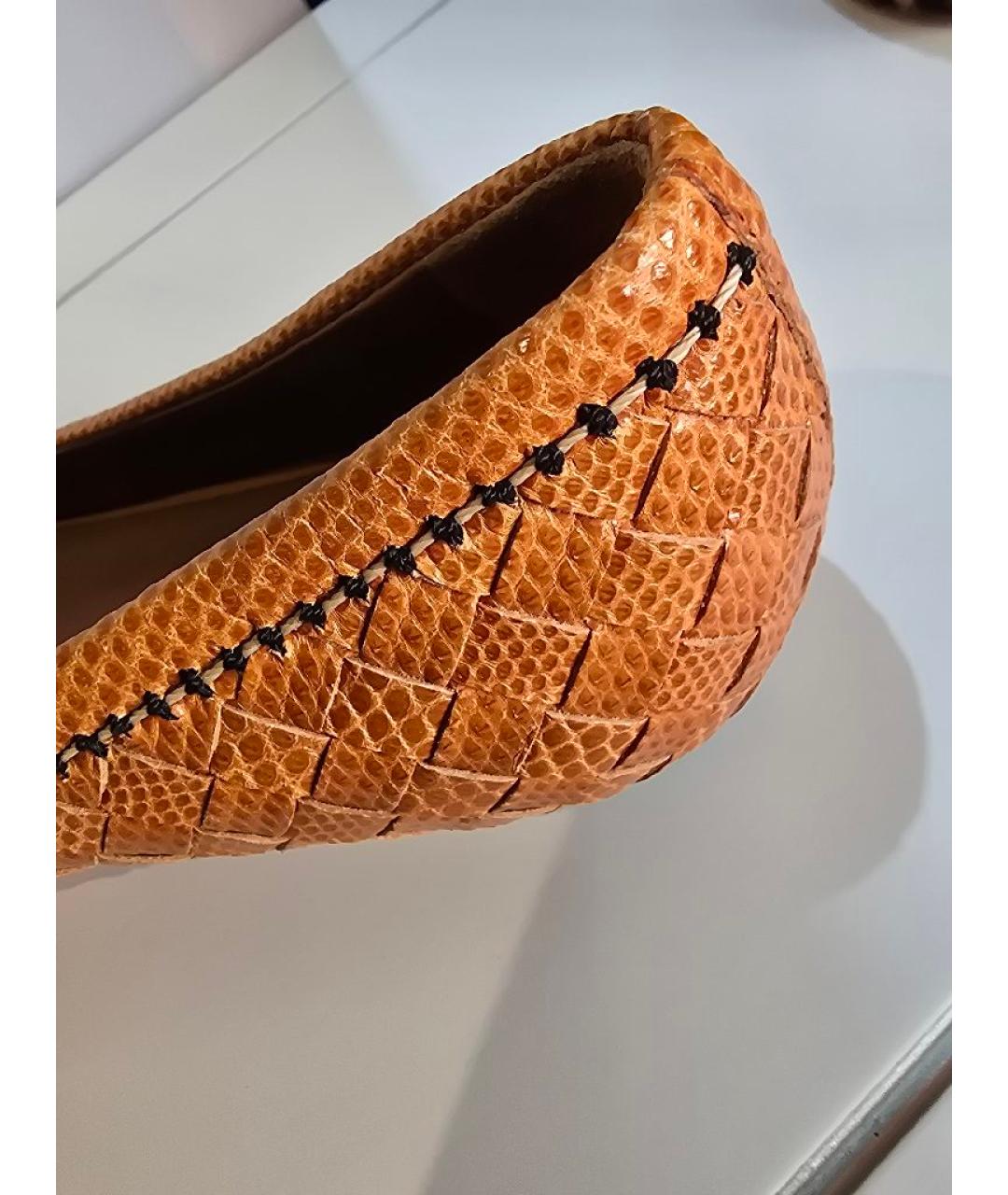 BOTTEGA VENETA Оранжевое кожаные балетки, фото 6