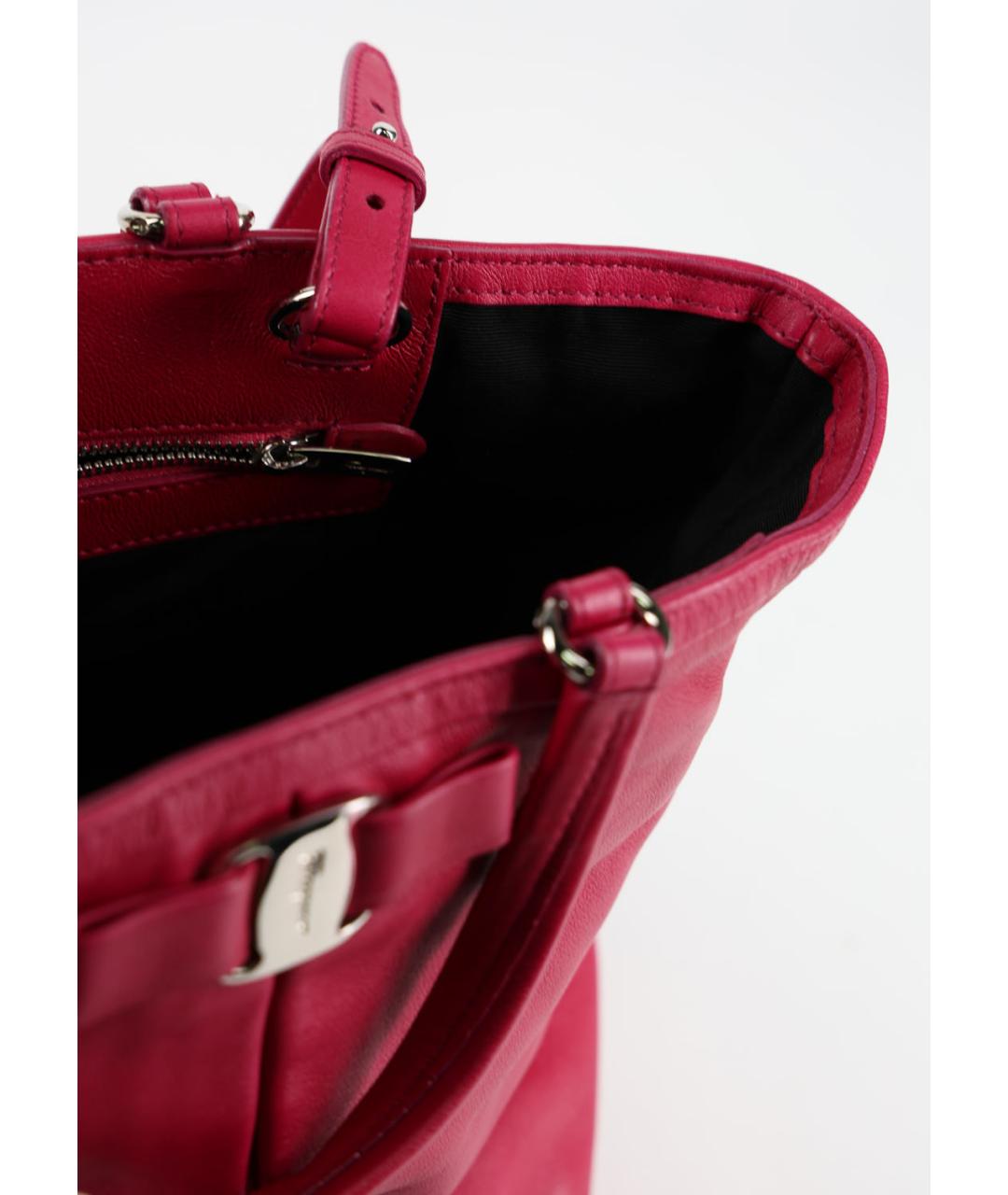FERRAGAMO Фуксия кожаная сумка тоут, фото 4