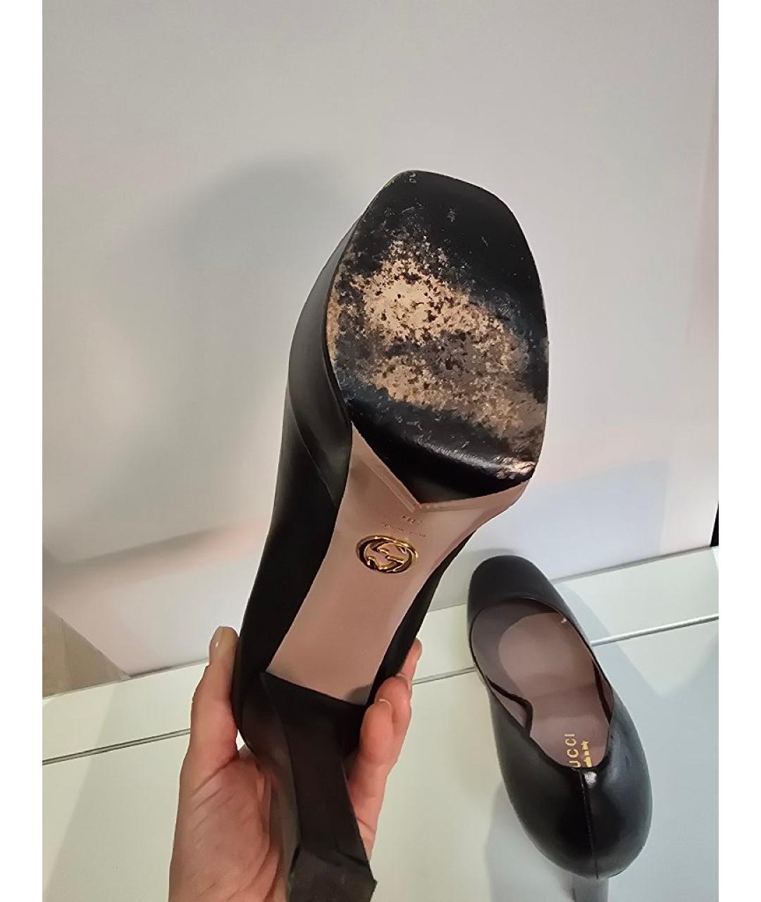 GUCCI Черные кожаные туфли, фото 5