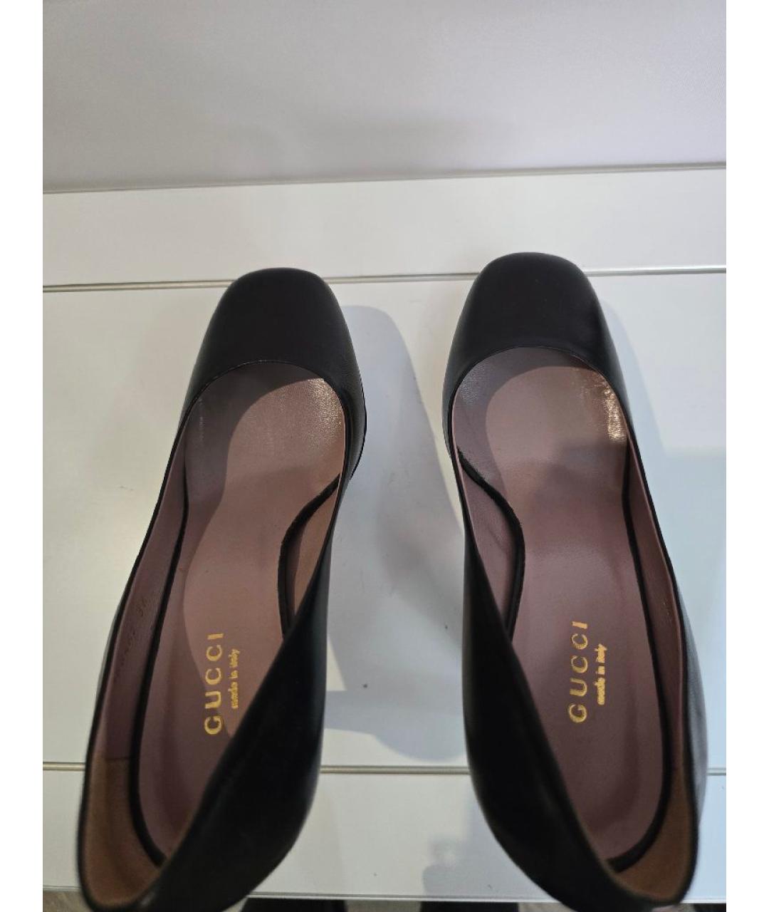 GUCCI Черные кожаные туфли, фото 3