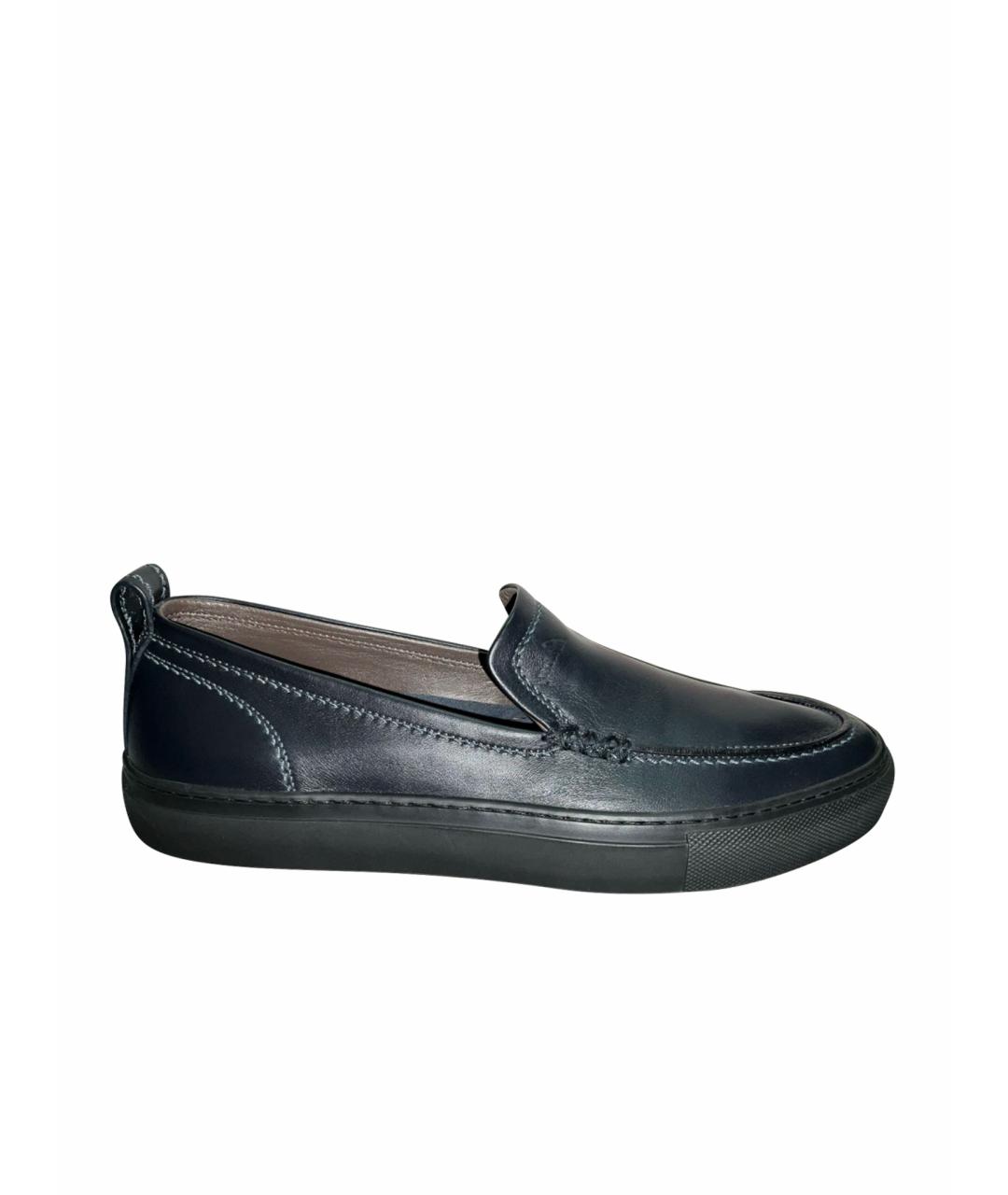 BRIONI Синие кожаные мокасины, фото 1