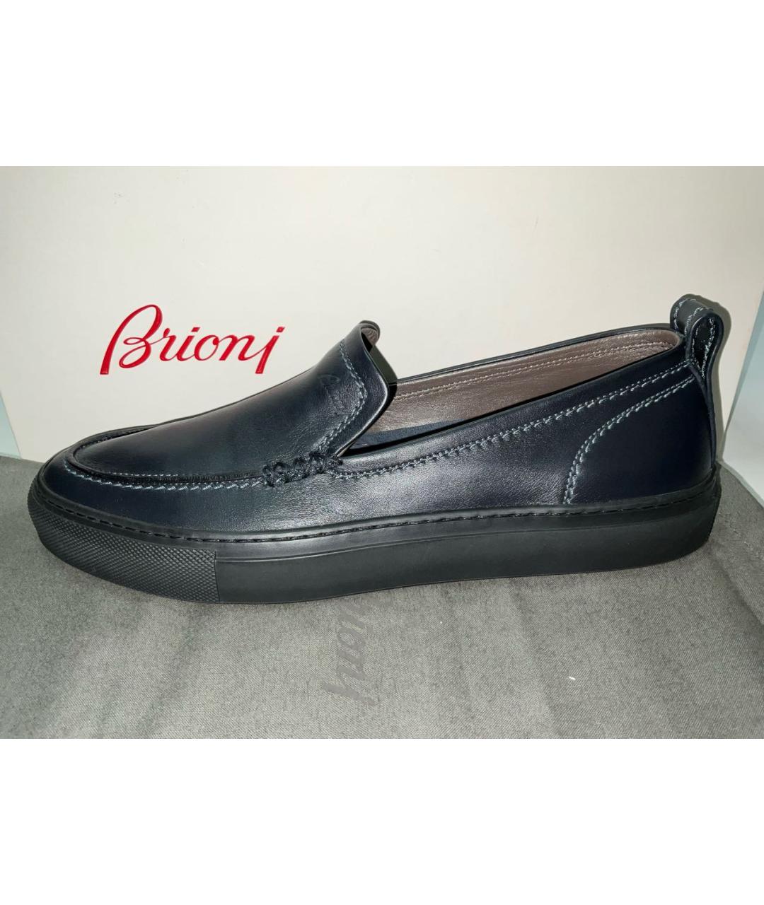 BRIONI Синие кожаные мокасины, фото 8