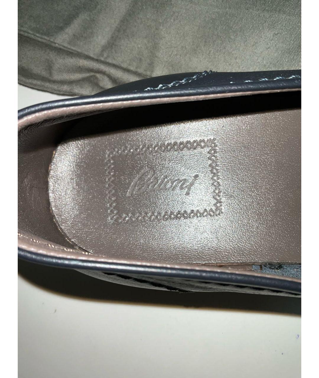 BRIONI Синие кожаные мокасины, фото 4