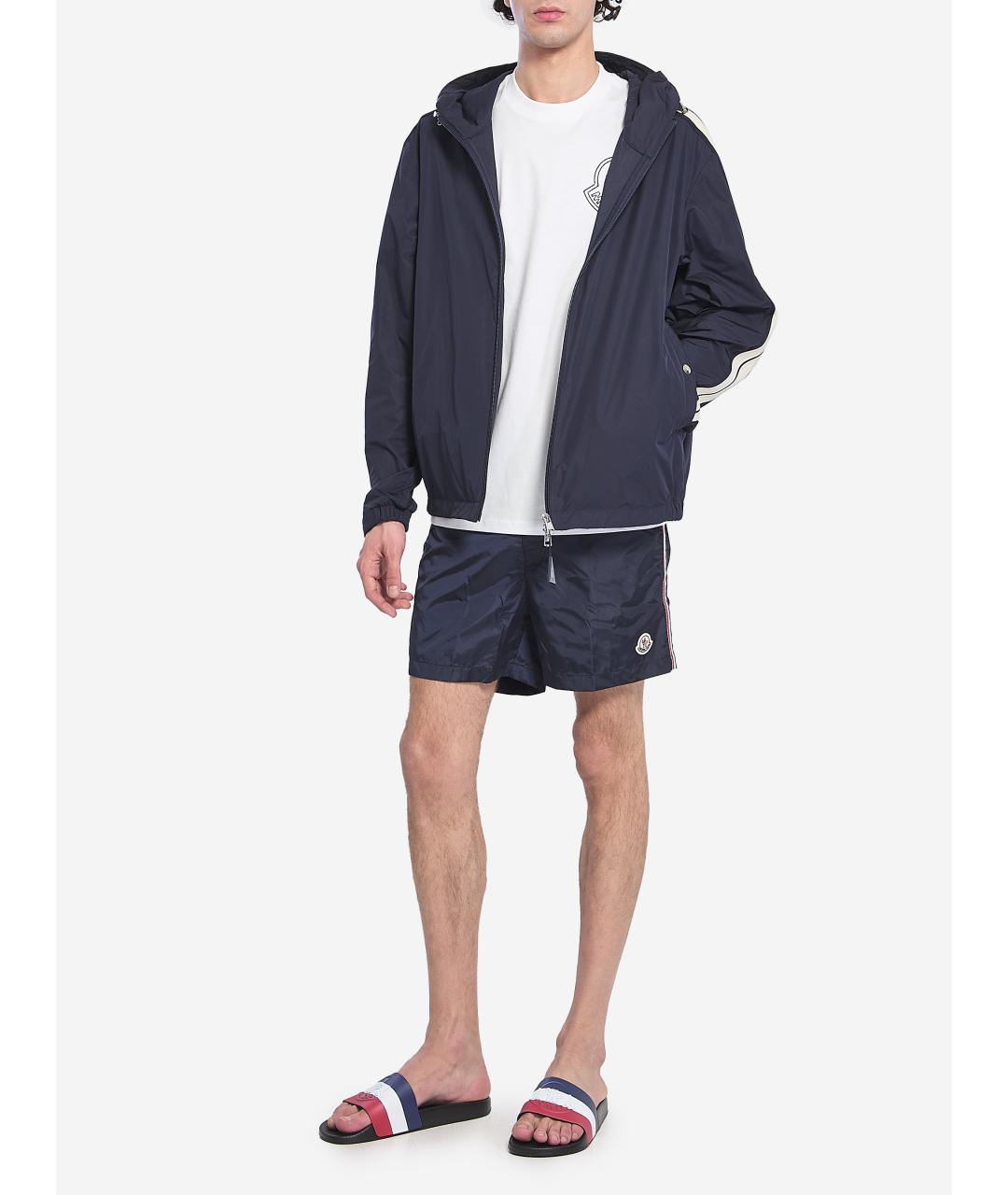 MONCLER Темно-синяя полиэстеровая куртка, фото 3