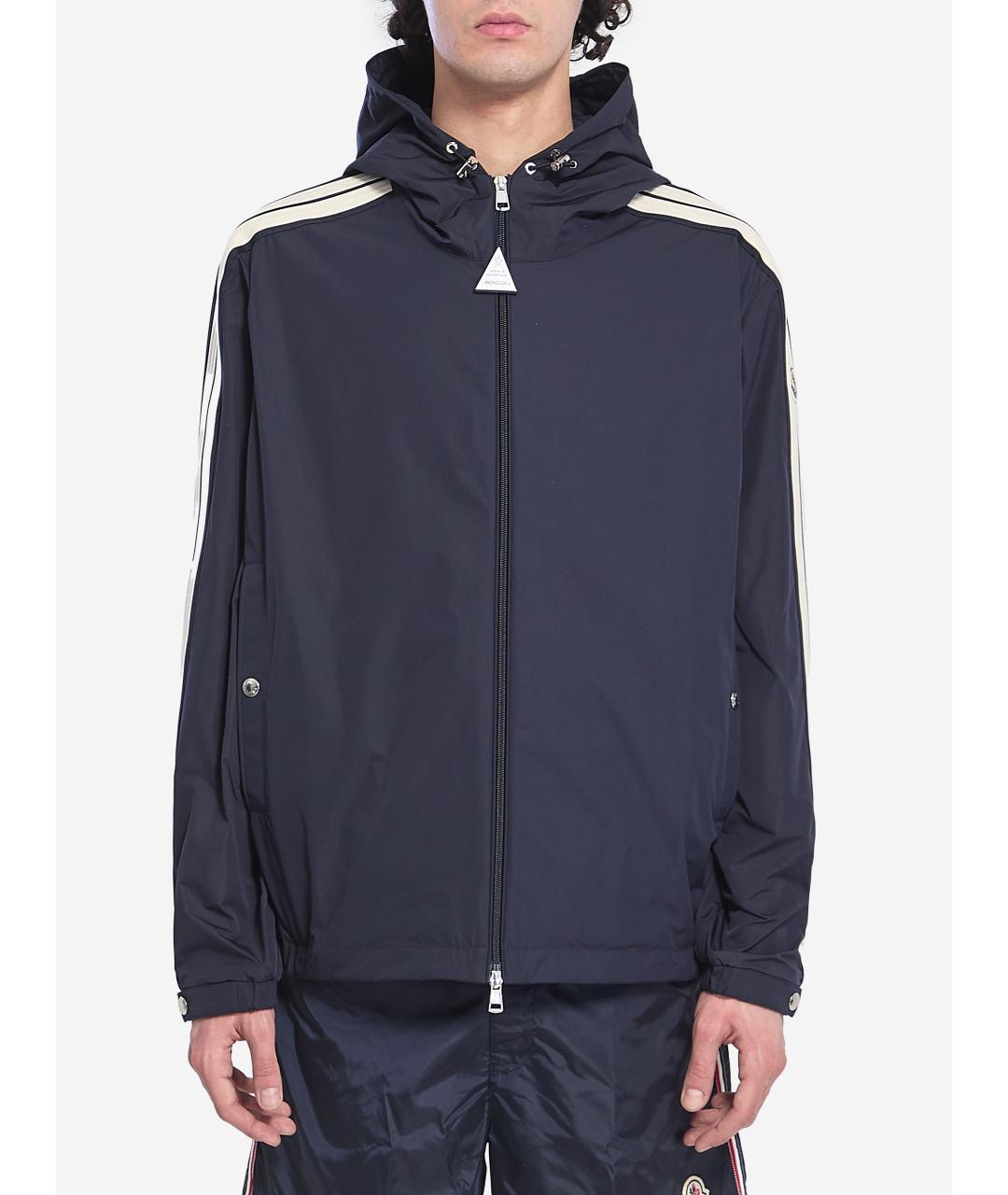 MONCLER Темно-синяя полиэстеровая куртка, фото 2