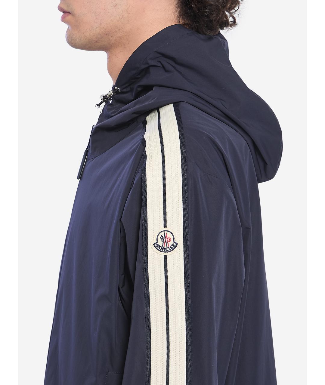 MONCLER Темно-синяя полиэстеровая куртка, фото 4