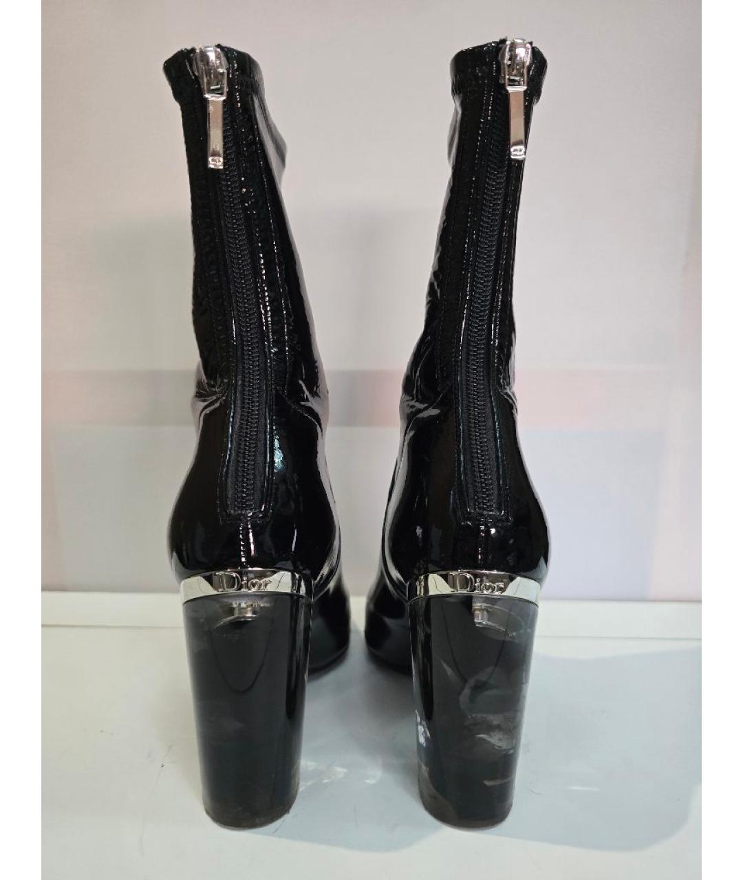 CHRISTIAN DIOR Черные полусапоги из лакированной кожи, фото 4