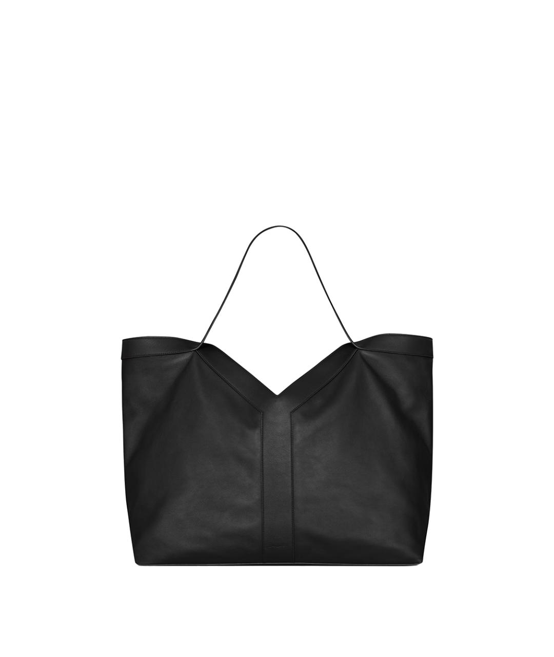 SAINT LAURENT Черная кожаная сумка тоут, фото 1