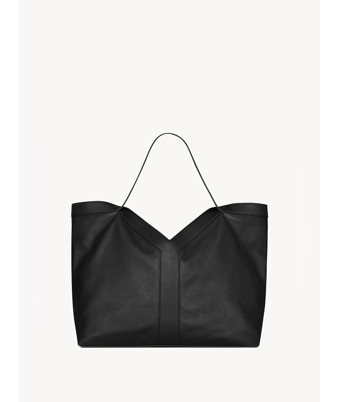 SAINT LAURENT Черная кожаная сумка тоут, фото 2
