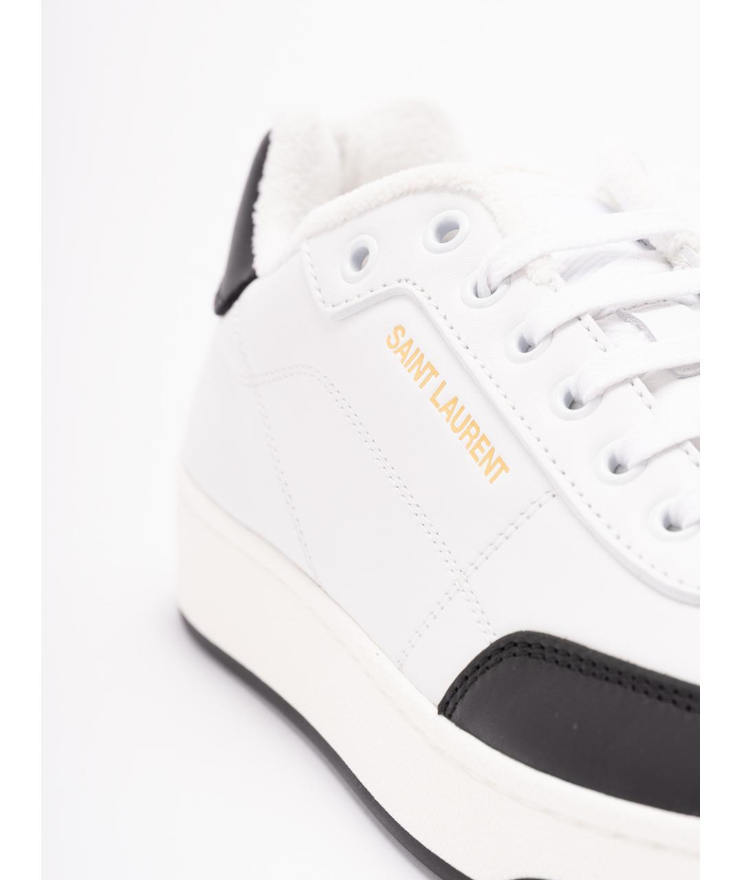SAINT LAURENT Белые кожаные низкие кроссовки / кеды, фото 5
