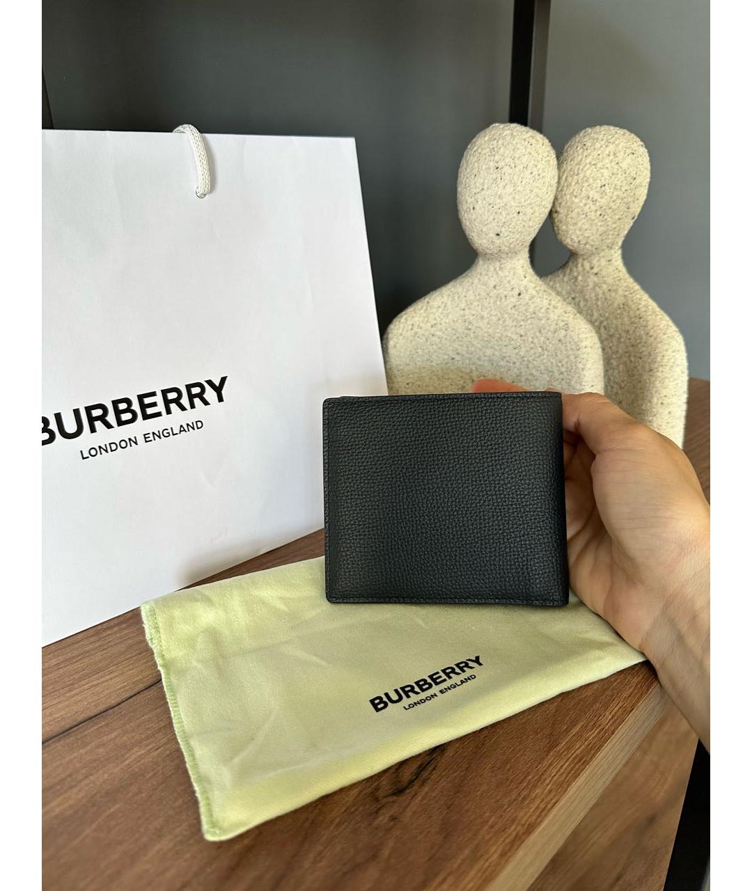 BURBERRY Черный кожаный кошелек, фото 2