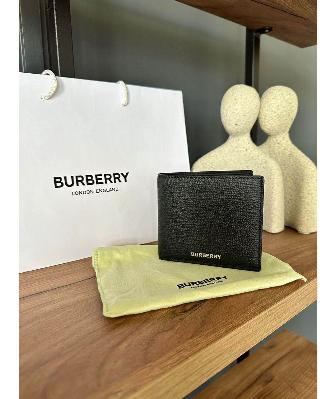BURBERRY Черный кожаный кошелек, фото 6