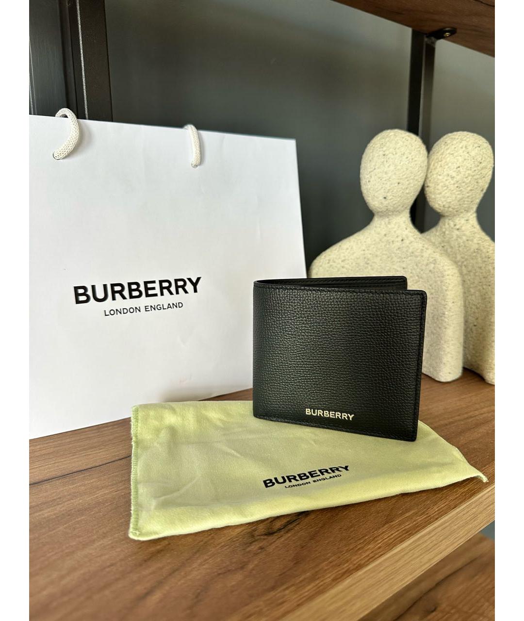 BURBERRY Черный кожаный кошелек, фото 5