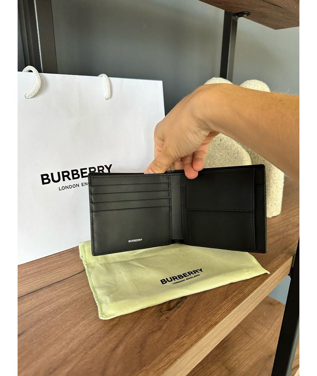 BURBERRY Черный кожаный кошелек, фото 3