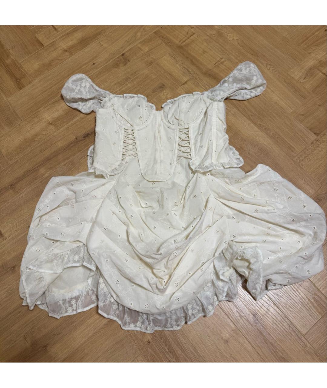 FOR LOVE AND LEMONS Бежевое хлопковое коктейльное платье, фото 9