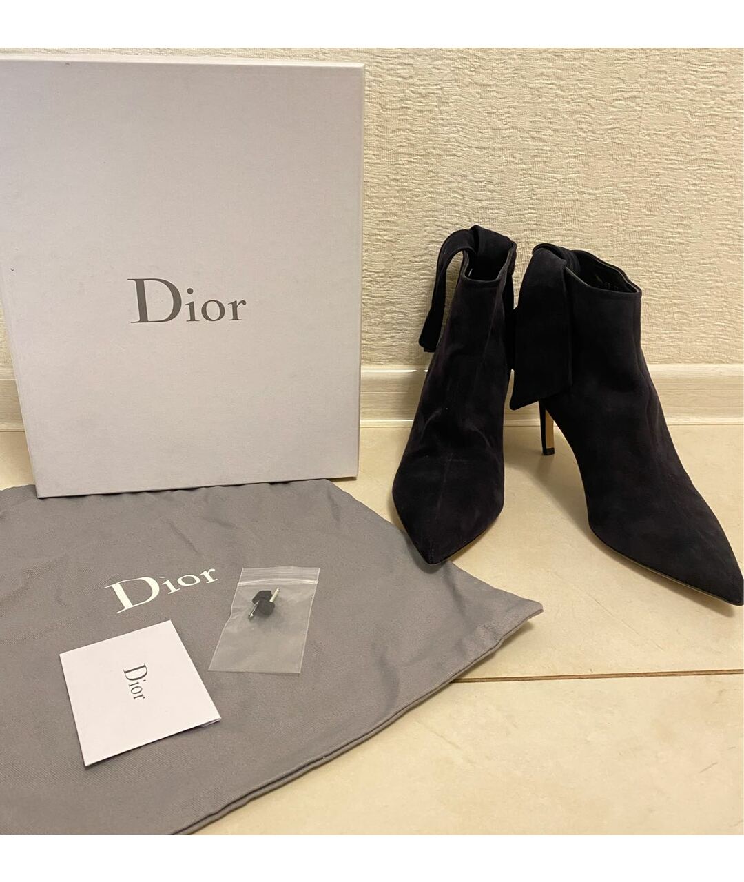CHRISTIAN DIOR Черные замшевые ботильоны, фото 6