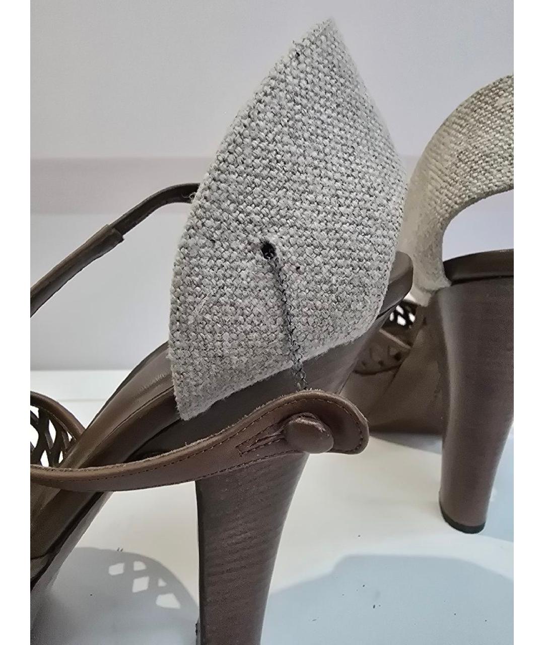 BOTTEGA VENETA Коричневые босоножки, фото 7