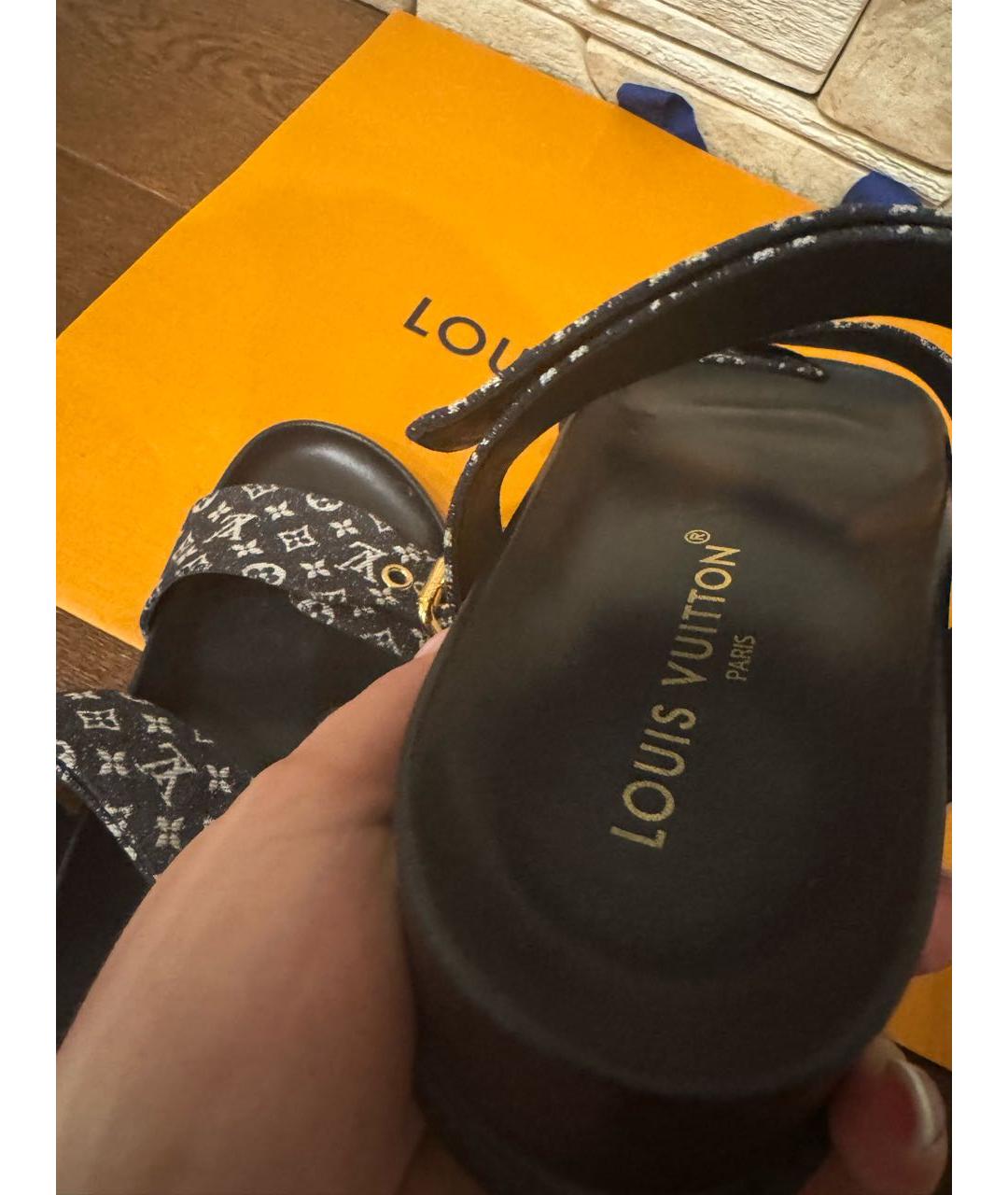 LOUIS VUITTON Черные текстильные сандалии, фото 3