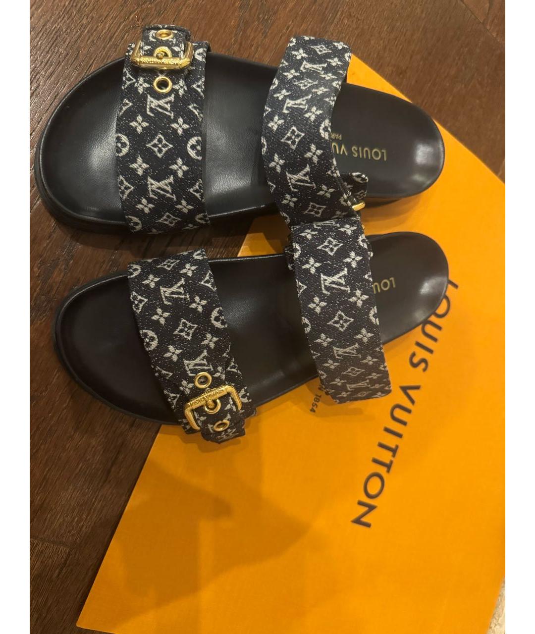 LOUIS VUITTON Черные текстильные сандалии, фото 2