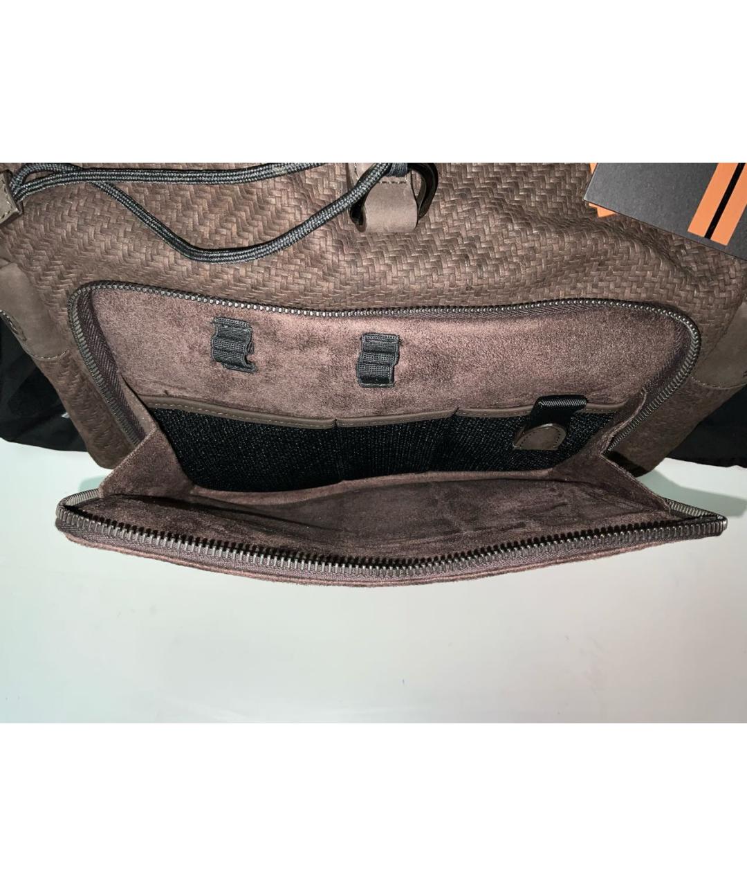 ERMENEGILDO ZEGNA XXX Коричневый замшевый рюкзак, фото 4